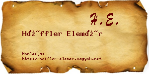 Höffler Elemér névjegykártya